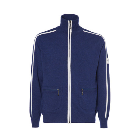 Zip-Up Jacket // Blue + White (Small)