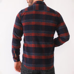 Barnardo Flannel Shirt // Dark Blue + Burgundy (Small)