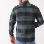 Barnardo Flannel Shirt // Green + Dark Blue (Small)