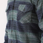 Barnardo Flannel Shirt // Green + Dark Blue (Small)