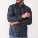 Lance Flannel Shirt // Dark Blue + Green (Small)