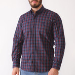 Lance Flannel Shirt // Dark Blue + Burgundy (Small)