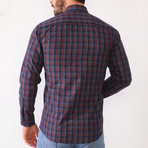 Lance Flannel Shirt // Dark Blue + Burgundy (Small)
