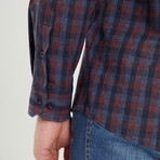 Lance Flannel Shirt // Dark Blue + Burgundy (Small)