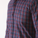 Lance Flannel Shirt // Dark Blue + Burgundy (Small)