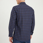 Lance Flannel Shirt // Dark Blue + Brown (Small)