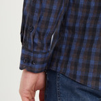 Lance Flannel Shirt // Dark Blue + Brown (Small)