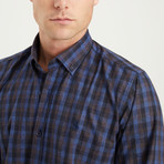 Lance Flannel Shirt // Dark Blue + Brown (Small)
