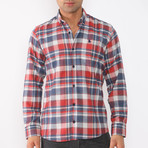 Andreas Flannel Shirt // Dark Blue + Red (Small)