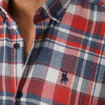 Andreas Flannel Shirt // Dark Blue + Red (Small)