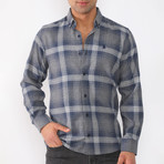 Rowan Flannel Shirt // Gray + Dark Blue (Small)