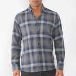 Rowan Flannel Shirt // Gray + Dark Blue (Small)
