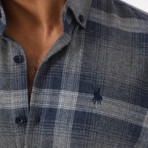 Rowan Flannel Shirt // Gray + Dark Blue (Small)