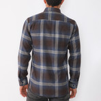 Rowan Flannel Shirt // Dark Blue + Brown (Small)