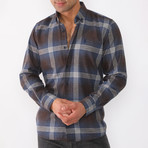 Rowan Flannel Shirt // Dark Blue + Brown (Small)