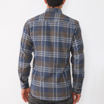 Niko Flannel Shirt // Brown + Dark Blue (Small)