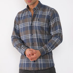 Niko Flannel Shirt // Brown + Dark Blue (Small)