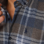 Niko Flannel Shirt // Brown + Dark Blue (Small)
