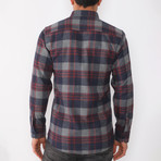 Niko Flannel Shirt // Dark Blue + Burgundy (Small)