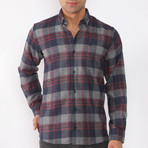 Niko Flannel Shirt // Dark Blue + Burgundy (Small)