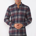 Niko Flannel Shirt // Dark Blue + Burgundy (Small)