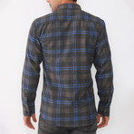 Niko Flannel Shirt // Dark Blue + Brown (Small)