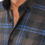 Niko Flannel Shirt // Dark Blue + Brown (Small)