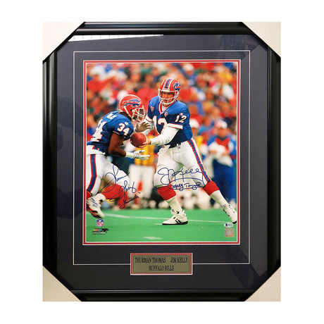 Jim Kelly + Thurman Thomas // Buffalo Bills // Framed Autographed Photo Display