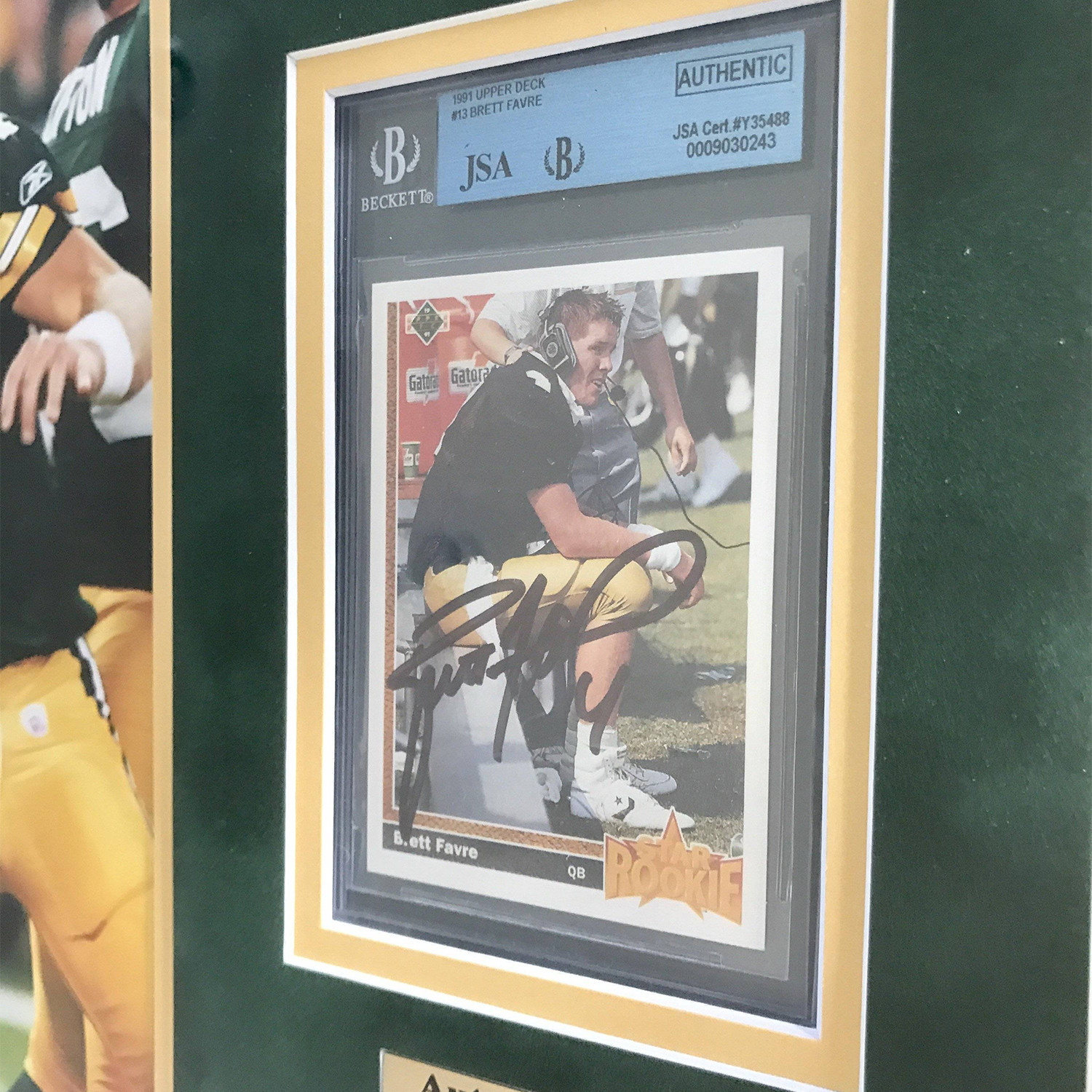 Brett Favre // Framed Packers Collage + Signed Rookie Card ...