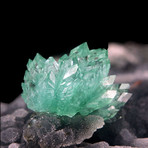 Green Apophyllite on Black Chalcedony