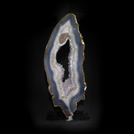 Amethyst Agate Geode Slice + Metal Stand Mount