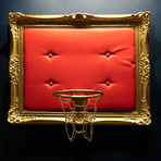 Framed Hoop // Gold + Red (20"W x 16"H x 1"D)