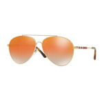 Burberry // Women's BE3092QF-1145I460 Sunglasses // Light Gold + Gray Mirror + Gold Orange Gradient