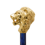 Umbrella + Gold Lion Handle // Blue