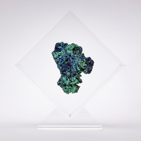 Malachite And Azurite Specimen Floating in Acrylic Display // Ver. 2