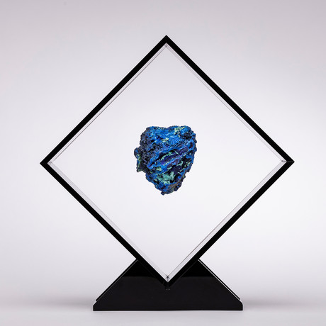 Malachite And Azurite Specimen Floating in Acrylic Display // Ver. 4