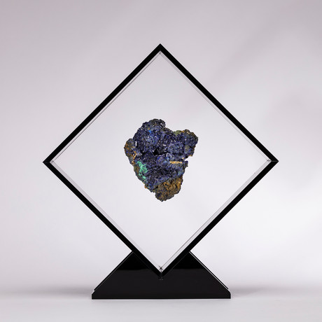 Malachite And Azurite Specimen Floating in Acrylic Display // Ver. 3