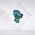 Malachite And Azurite Specimen Floating in Acrylic Display // Ver. 2