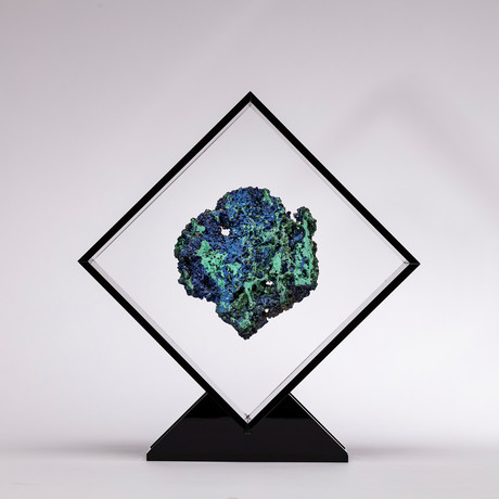 Malachite And Azurite Specimen Floating in Acrylic Display // Ver. 1