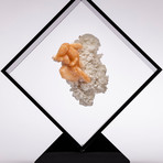 Stilbite On Chalcedony Floating in Acrylic Display