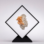 Stilbite On Chalcedony Floating in Acrylic Display