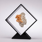 Stilbite On Chalcedony Floating in Acrylic Display