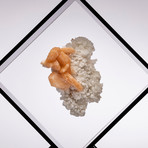 Stilbite On Chalcedony Floating in Acrylic Display