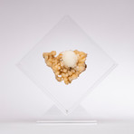 Stilbite With Scholesite Floating in Acrylic Display