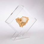 Stilbite With Scholesite Floating in Acrylic Display