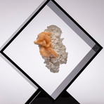 Stilbite On Chalcedony Floating in Acrylic Display