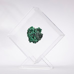 Velvet Malachite Floating in Acrylic Display