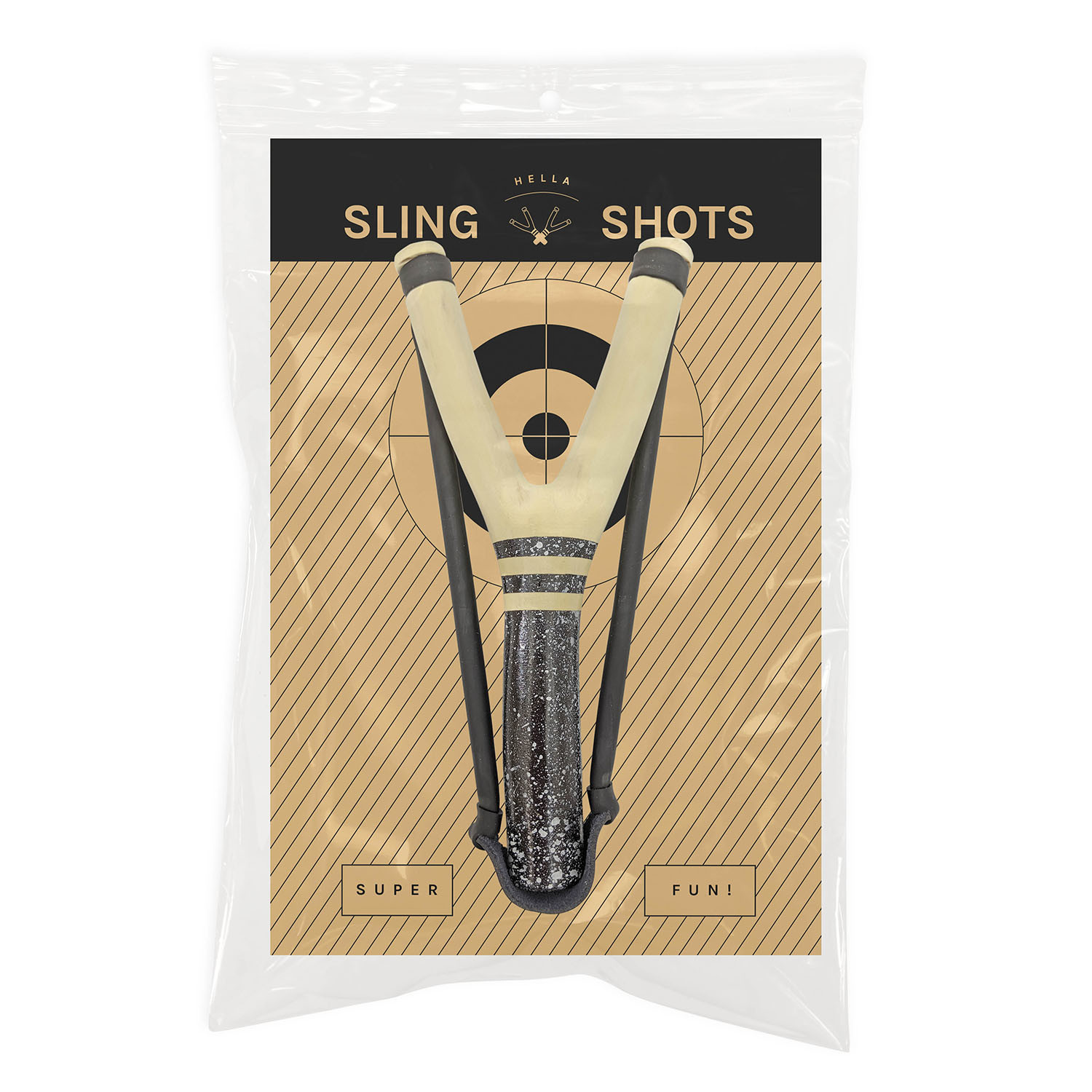 White & Black Splatter Slingshot + Wooden Ammo Hella Slingshots