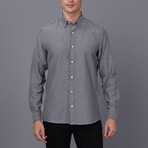 Pique Long Sleeve Button Up Shirt // Black (M)
