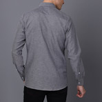 Pique Long Sleeve Button Up Shirt // Black (M)